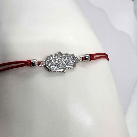 NEW Sterling Silver 925 Hamsa Design With Adjustable Bracelet - Picture 2 of 3